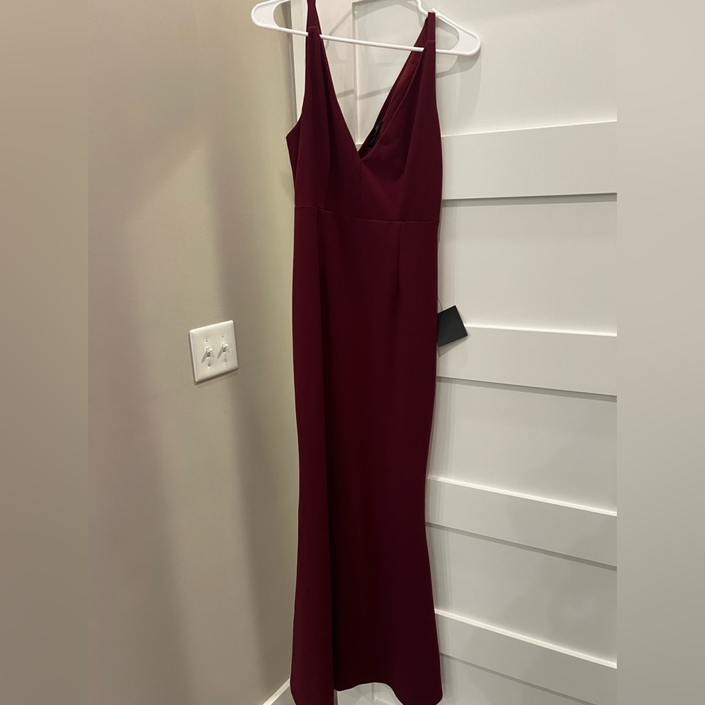 Maroon thin strap fitted dress